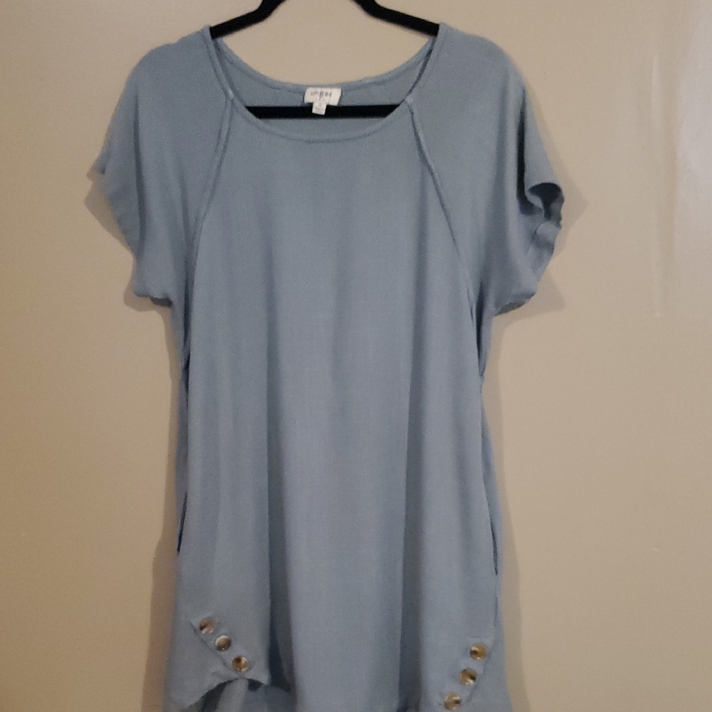 Women's Blue Top with Button Detail